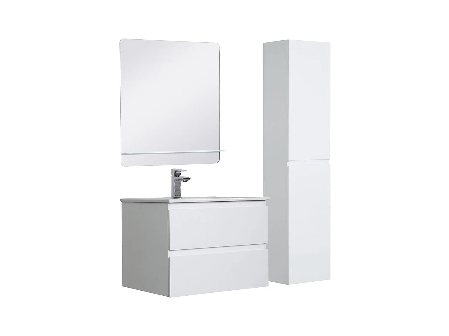 Einzelwaschtisch-Set 60 cm + Wasserhahn + Spiegel + SORRENTO-Säule