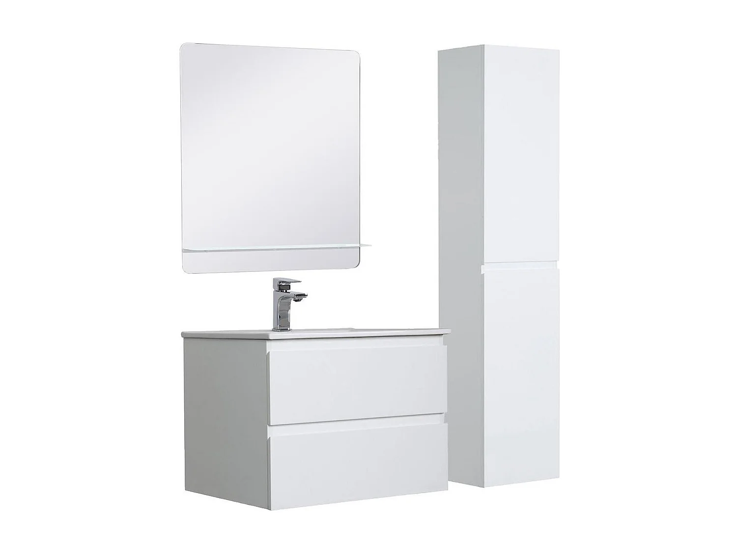 Enkele spoelbakset 60 cm + kraan + spiegel + SORRENTO kolom