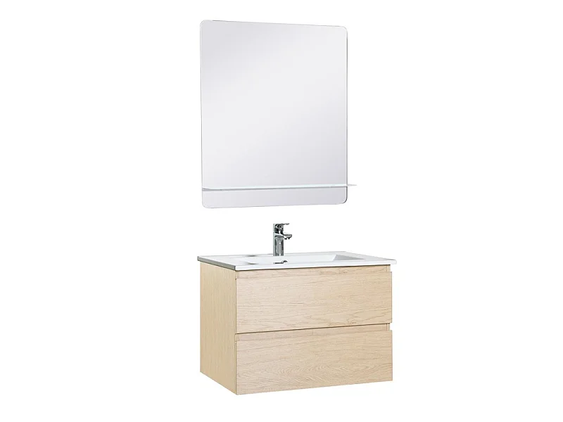 SORRENTO wastafelmeubelset met één wastafel 60 cm + kraan + spiegel