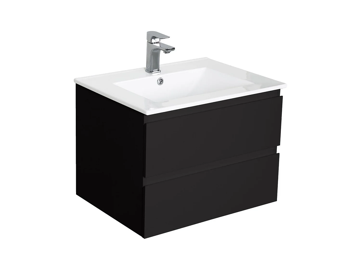 Einzelwaschtisch-Set 60 cm mit Keramikplatte und Chromhahn SORRENTO