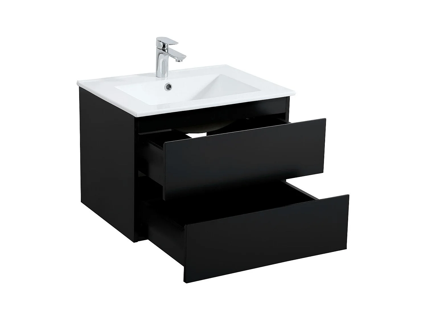 Einzelwaschtisch-Set 60 cm mit Keramikplatte und Chromhahn SORRENTO