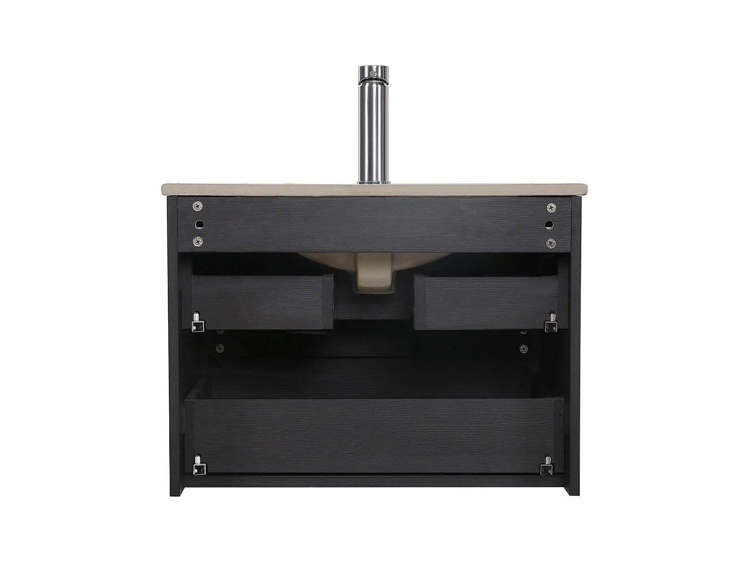 Einzelwaschtisch-Set 60 cm mit Keramikplatte und Chromhahn SORRENTO