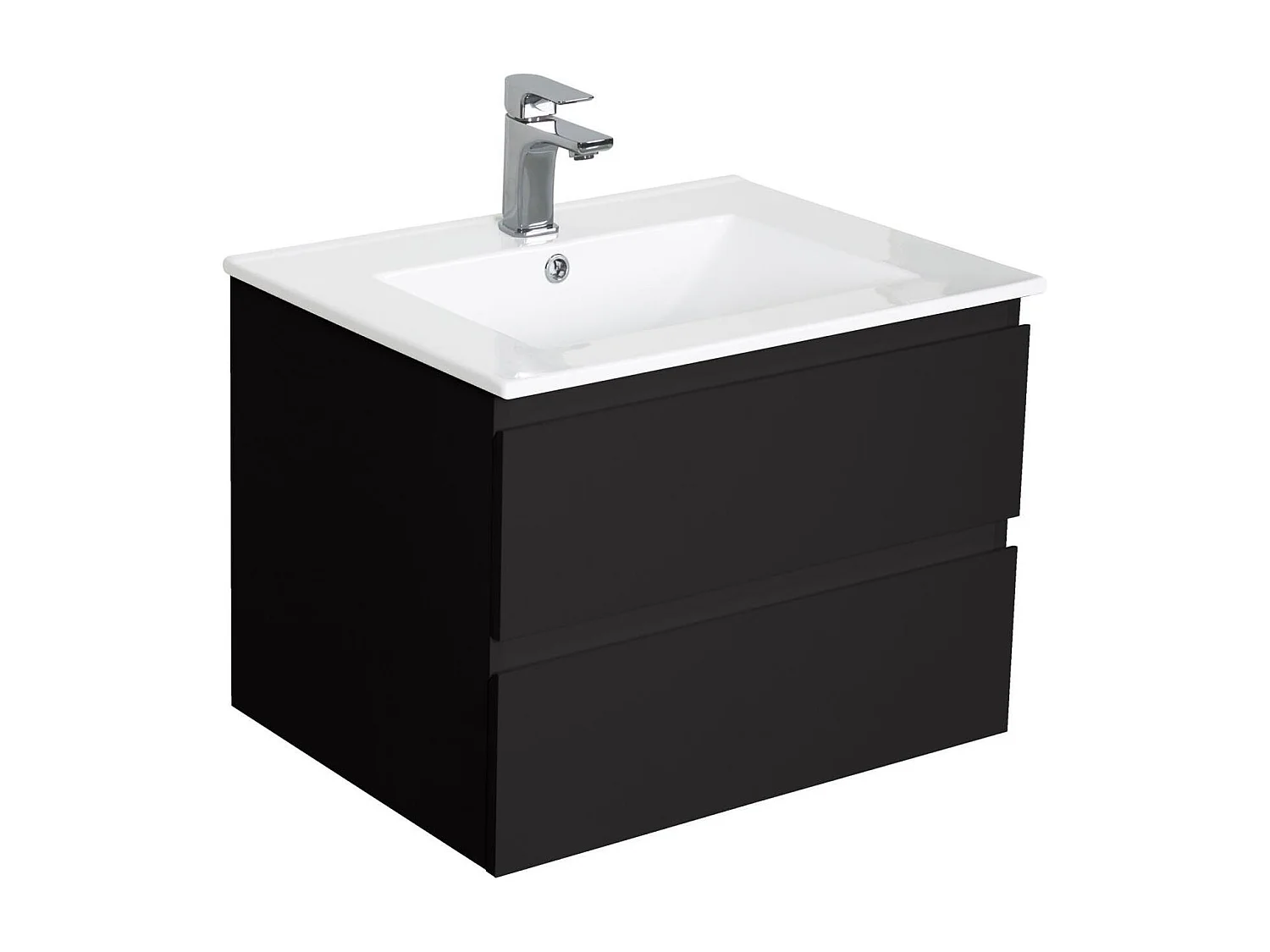 Enkele wastafelset 60cm met keramische bovenkant en chromen kraan SORRENTO