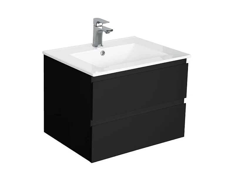 Ensemble simple vasque SORRENTO 60cm avec plan céramique et robinet chromé