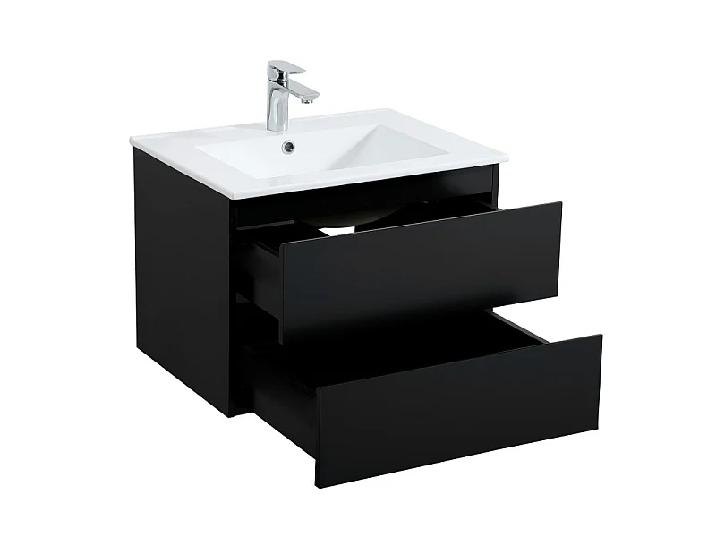 Ensemble simple vasque SORRENTO 60cm avec plan céramique et robinet chromé