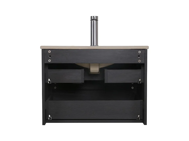 Ensemble simple vasque SORRENTO 60cm avec plan céramique et robinet chromé