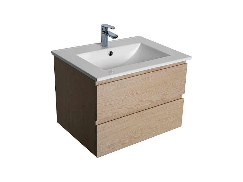 Einzelwaschtisch-Set 60 cm mit Keramikplatte und Chromhahn SORRENTO