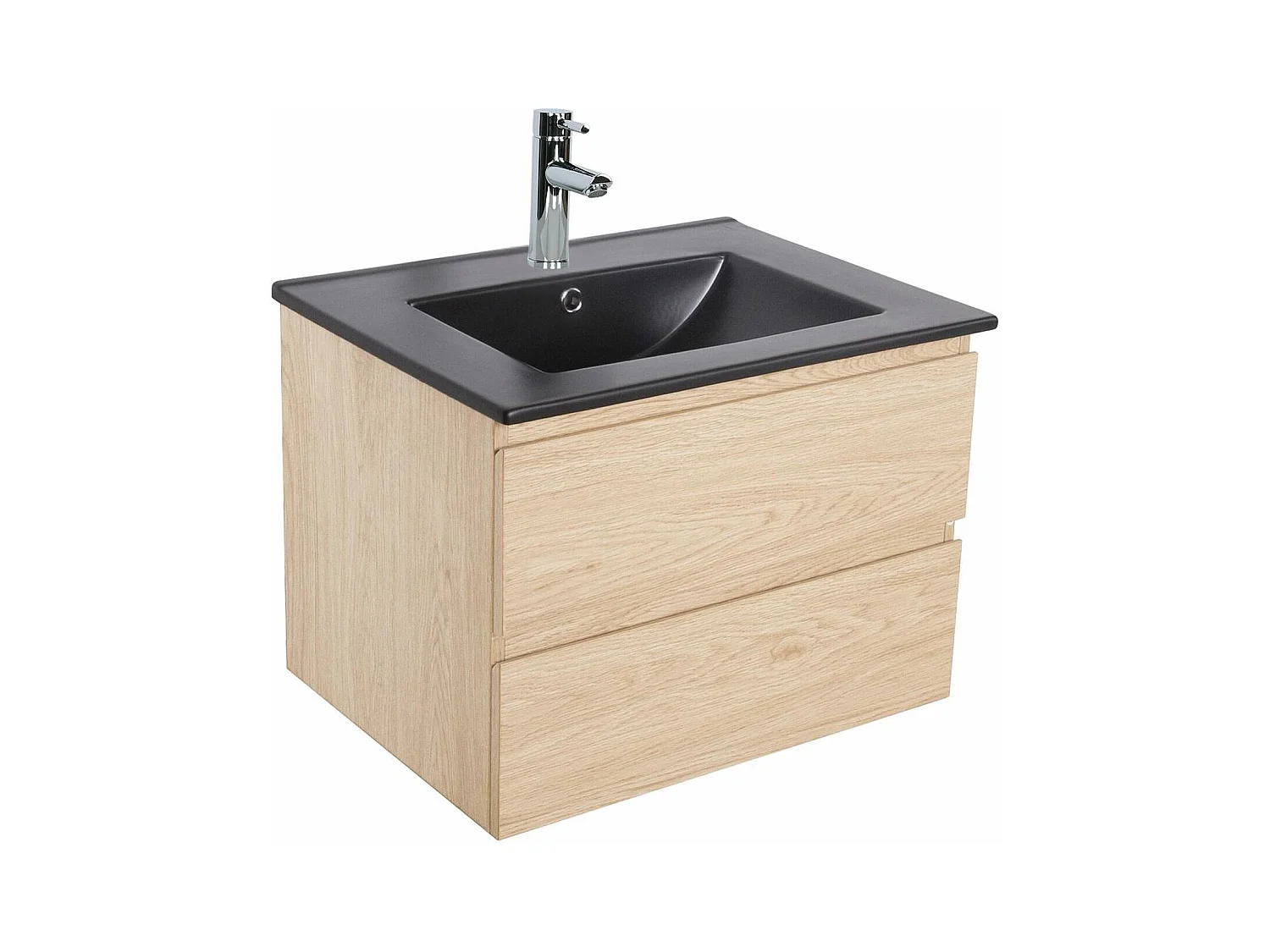 Einzelwaschtisch-Set 60 cm mit Keramikplatte und Chromhahn SORRENTO