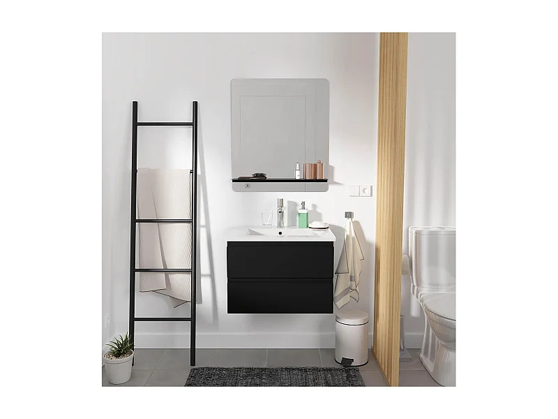 SORRENTO wastafelmeubelset met één wastafel 60 cm + kraan + spiegel