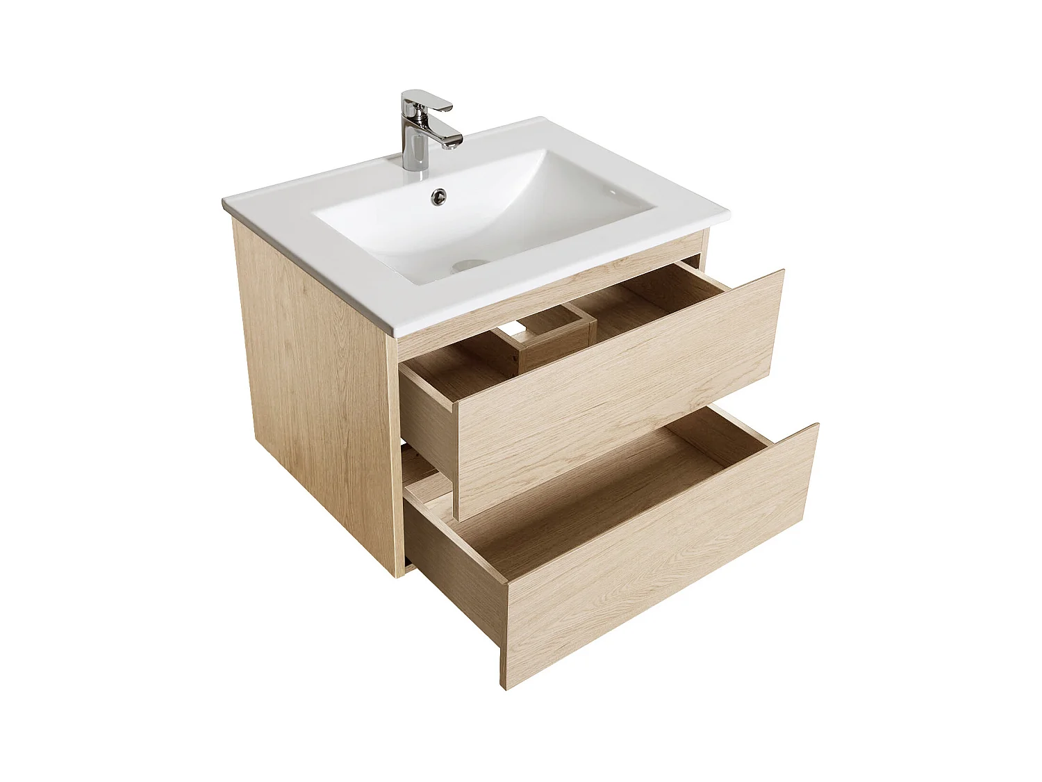 Einzelwaschtisch-Set 60 cm + Wasserhahn + Spiegel + SORRENTO-Säule