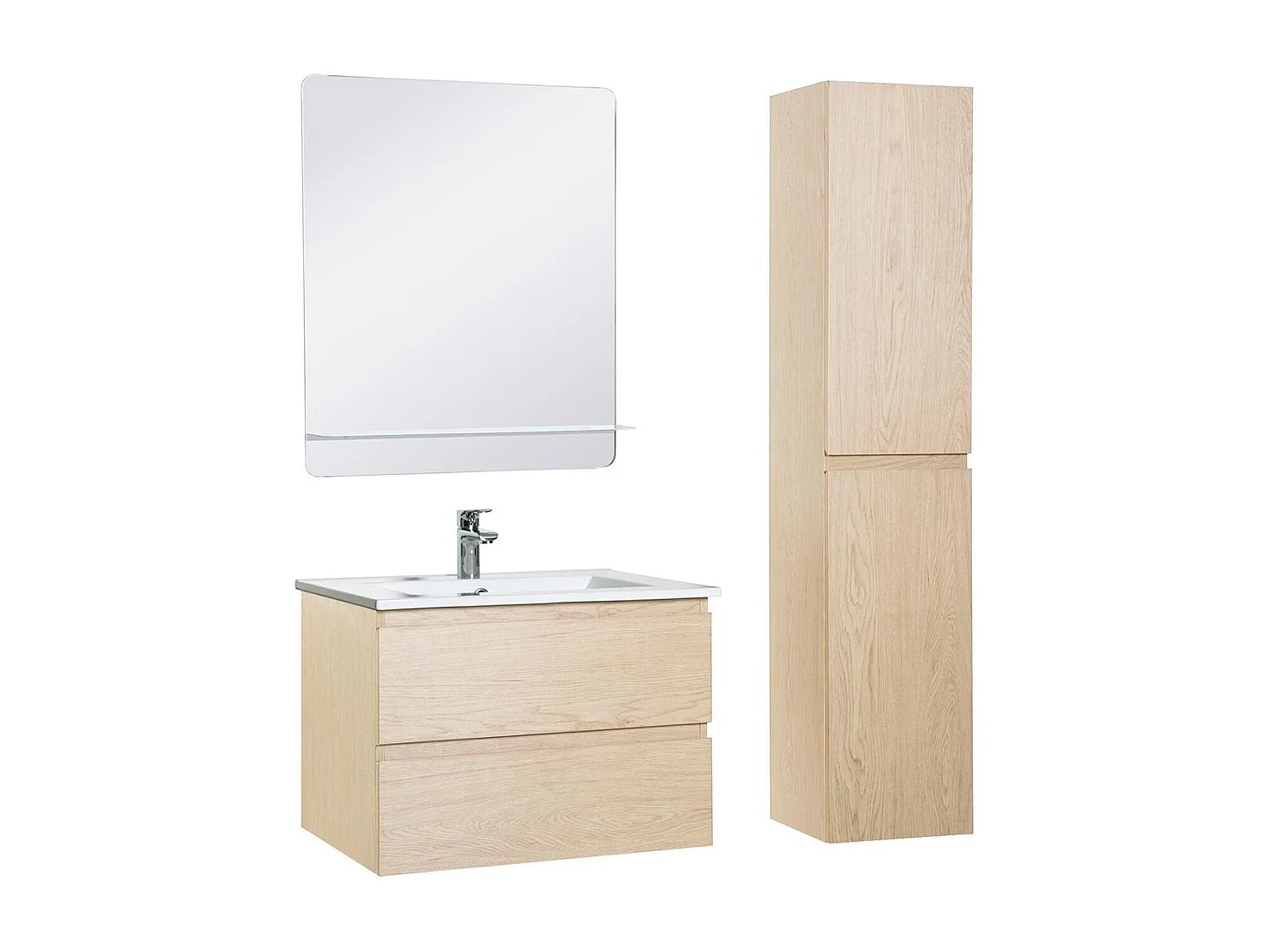 Enkele spoelbakset 60 cm + kraan + spiegel + SORRENTO kolom