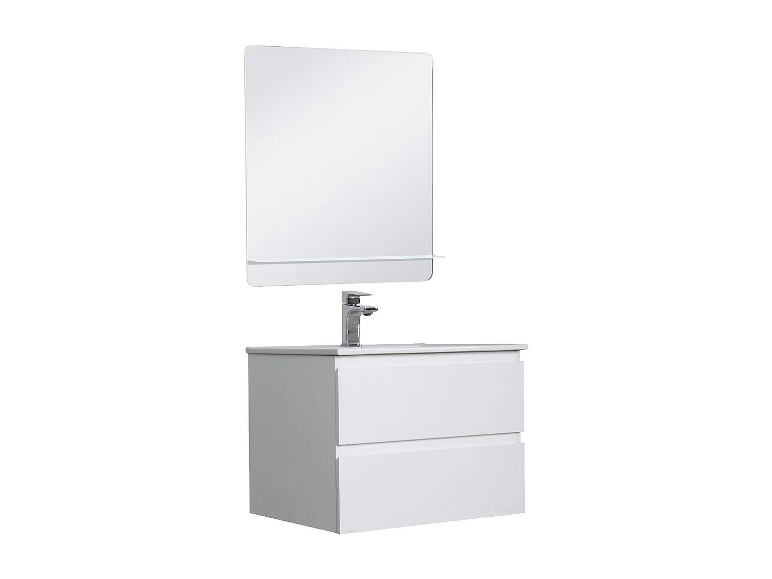 SORRENTO wastafelmeubelset met één wastafel 60 cm + kraan + spiegel