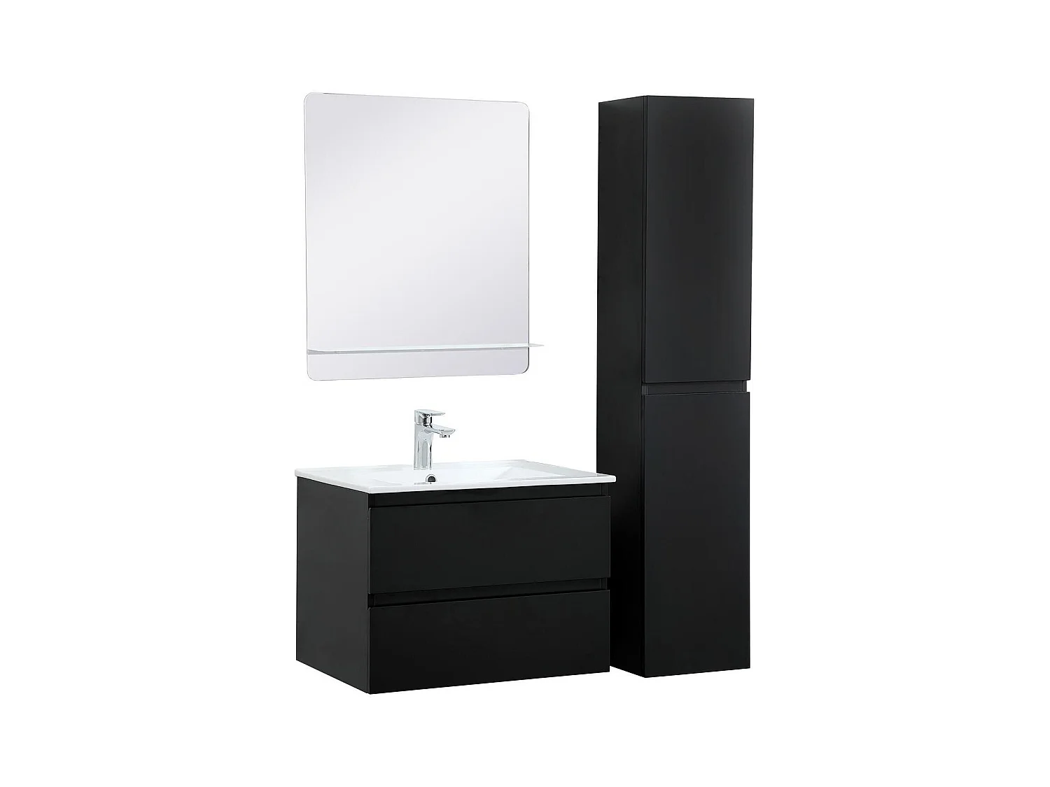 Einzelwaschtisch-Set 60 cm + Wasserhahn + Spiegel + SORRENTO-Säule