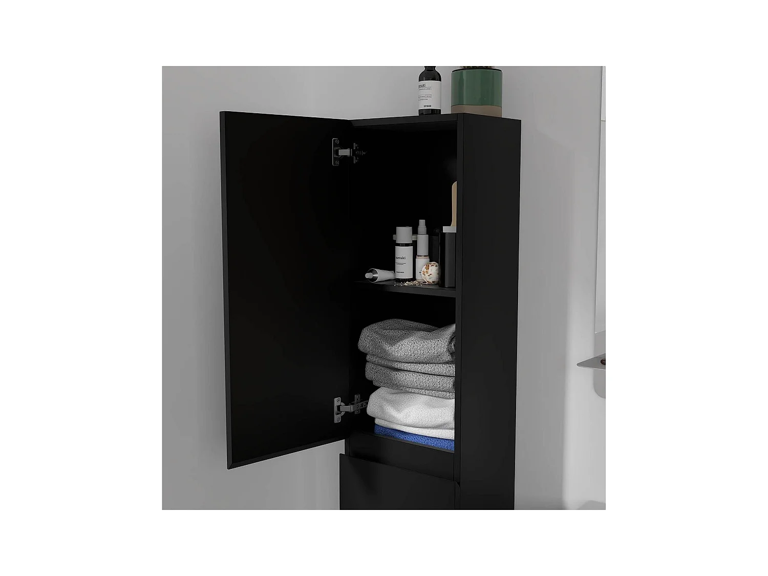 Einzelwaschtisch-Set 60 cm + Wasserhahn + Spiegel + SORRENTO-Säule