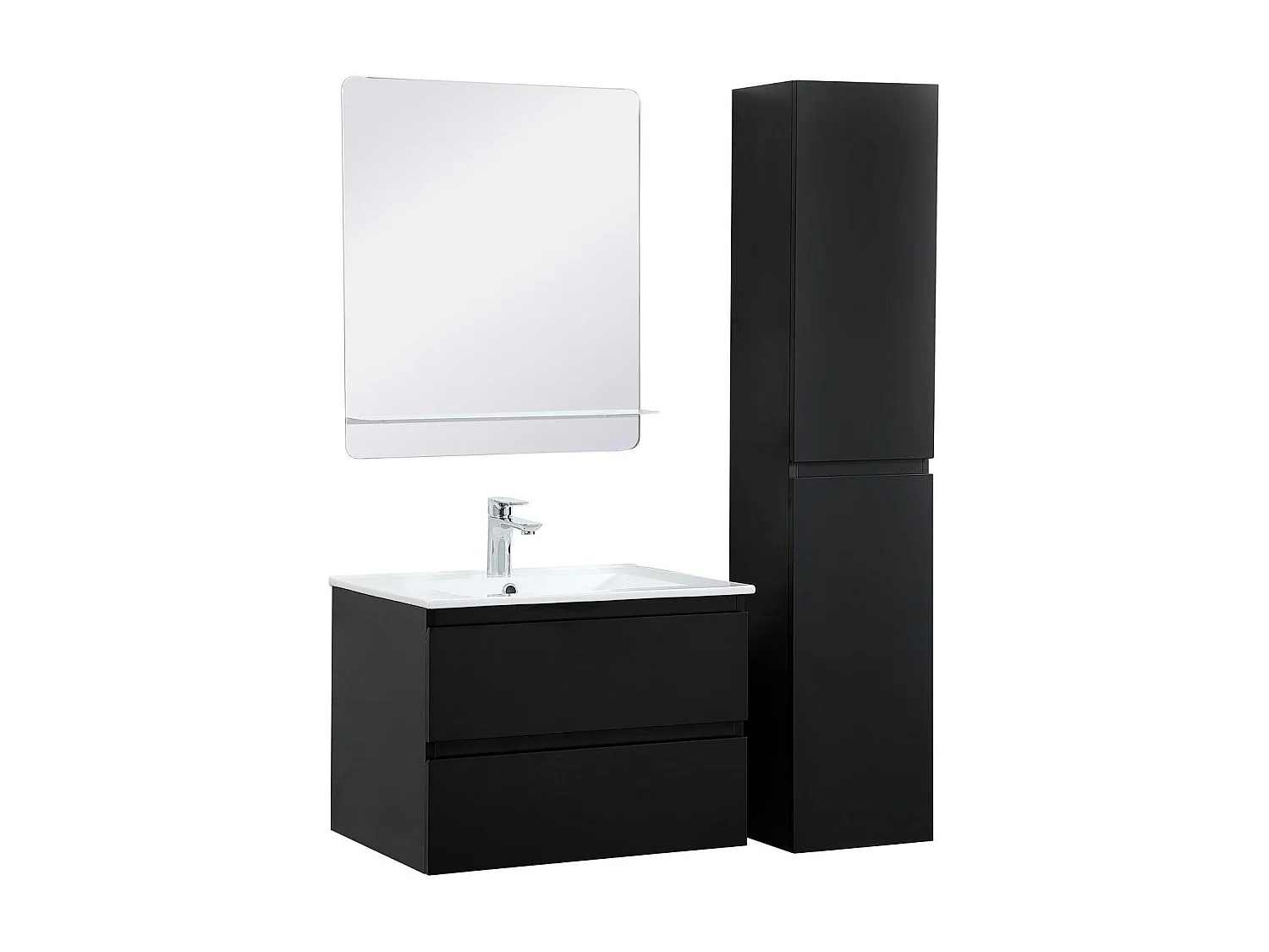 Enkele spoelbakset 60 cm + kraan + spiegel + SORRENTO kolom