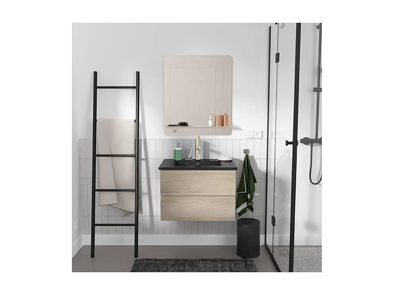 Conjunto mueble lavabo 60 cm + grifo + espejo SORRENTO