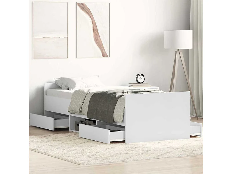 Lit simple | Lit adulte, enfant | Cadre de lit blanc 90x190 cm