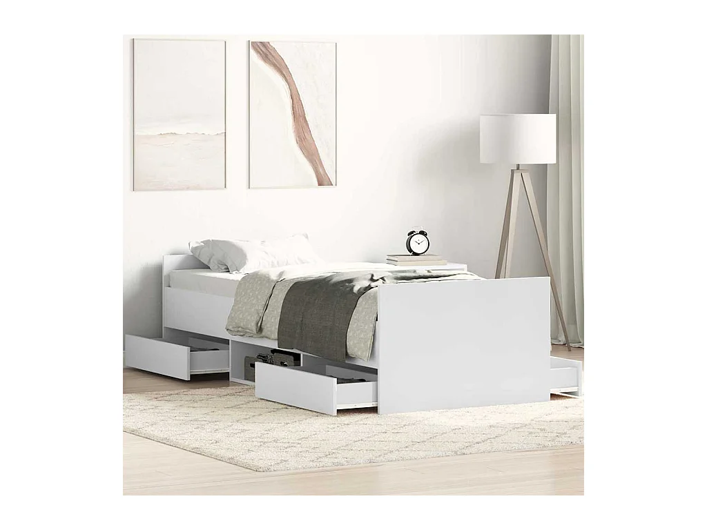 Lit simple | Lit adulte, enfant | Cadre de lit blanc 90x190 cm