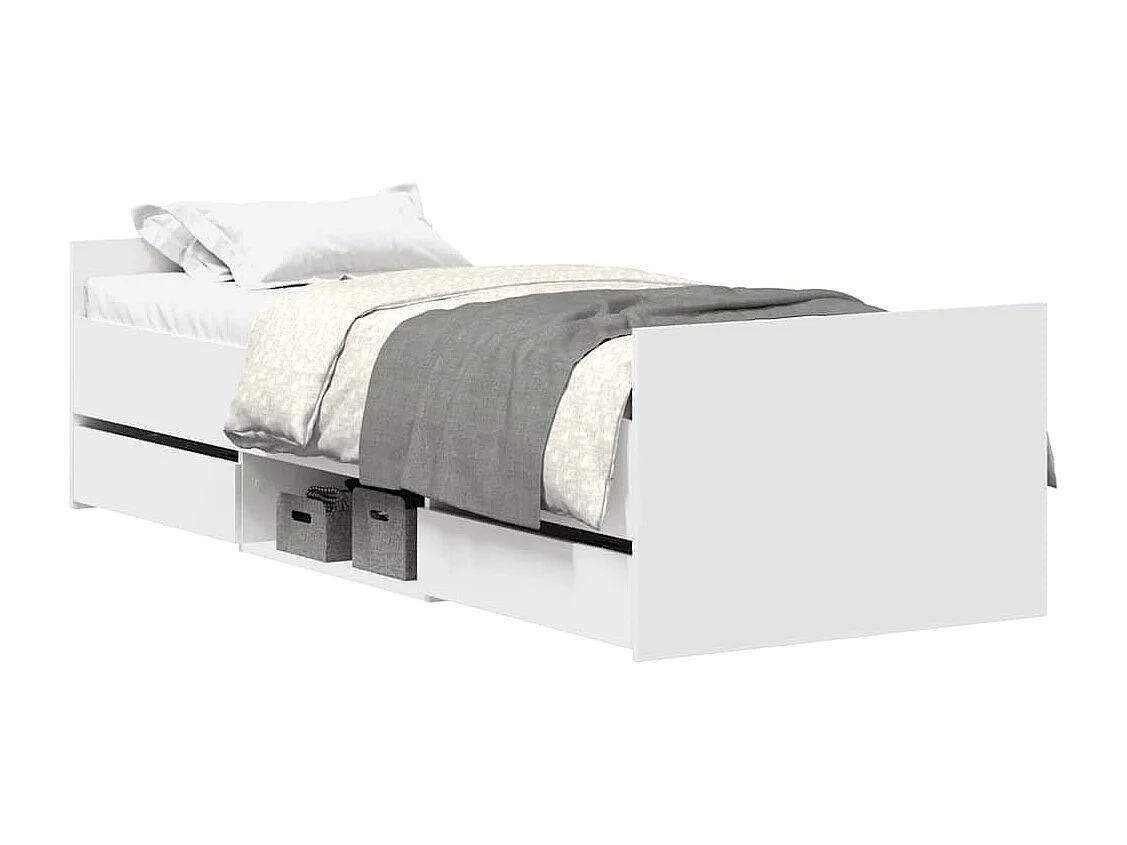 Lit simple | Lit adulte, enfant | Cadre de lit blanc 90x190 cm