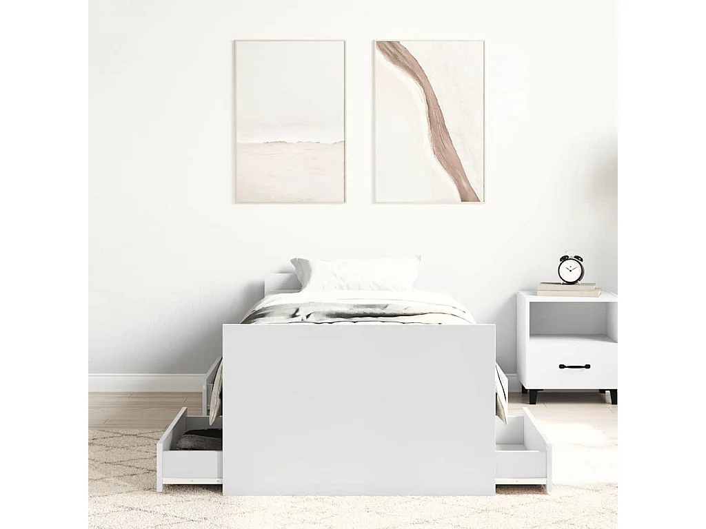 Lit simple | Lit adulte, enfant | Cadre de lit blanc 90x190 cm