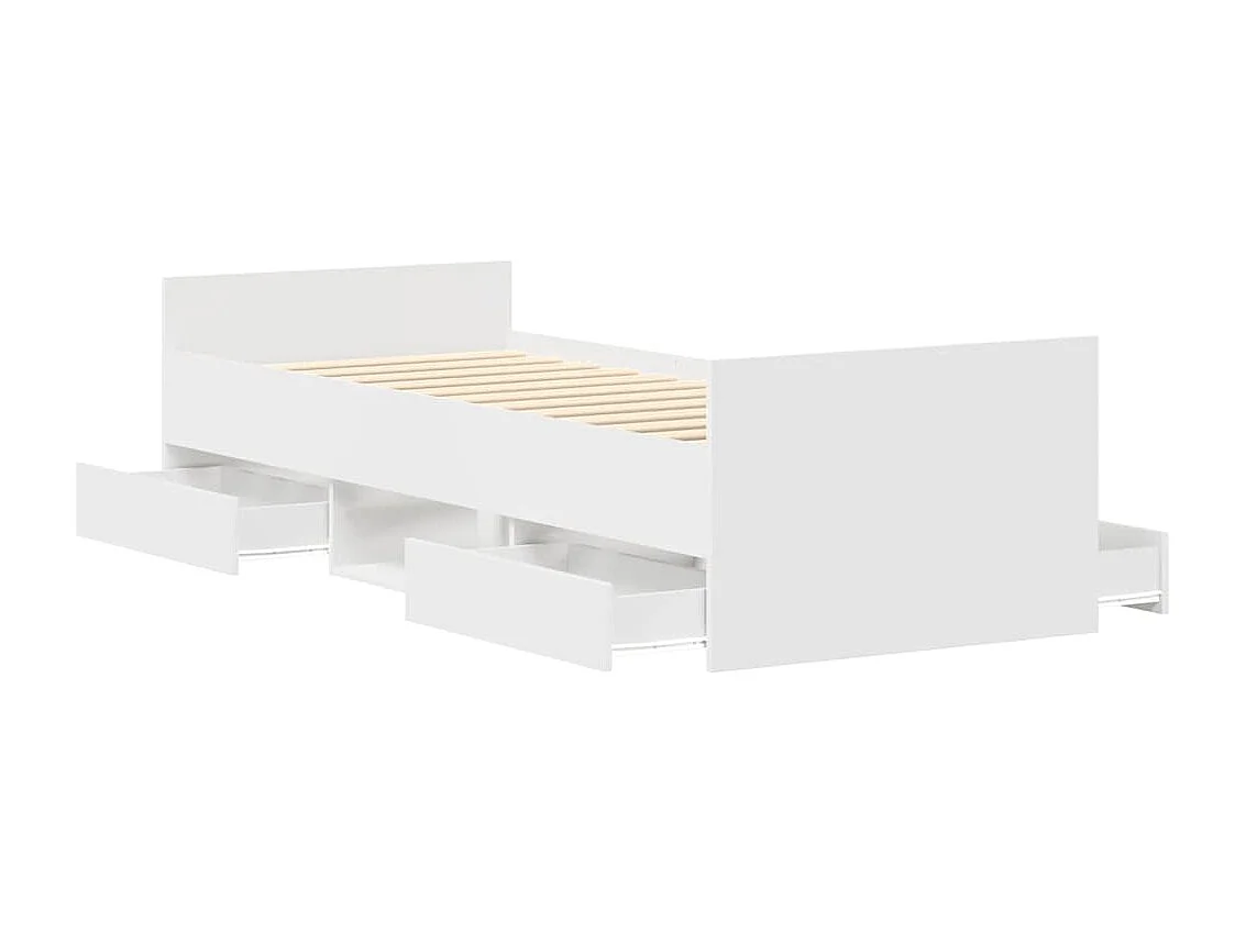 Lit simple | Lit adulte, enfant | Cadre de lit blanc 90x190 cm