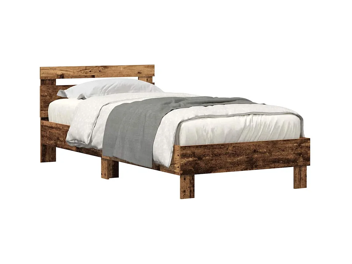 Lit simple | Lit adulte, enfant | Cadre de lit Bois ancien 75x190 cm Bois d'ingénierie