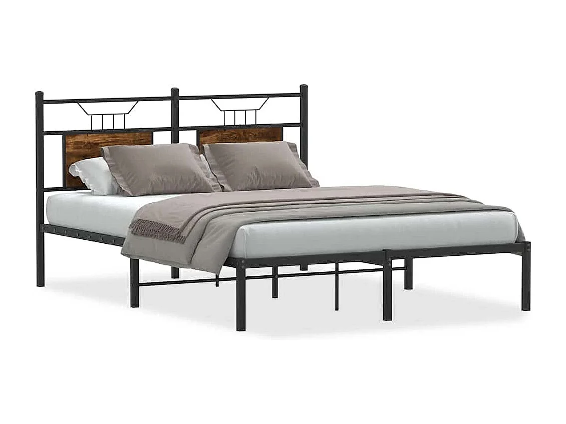 Lit double | Lit adulte | Cadre de lit chêne fumé 140x190 cm bois ingénierie