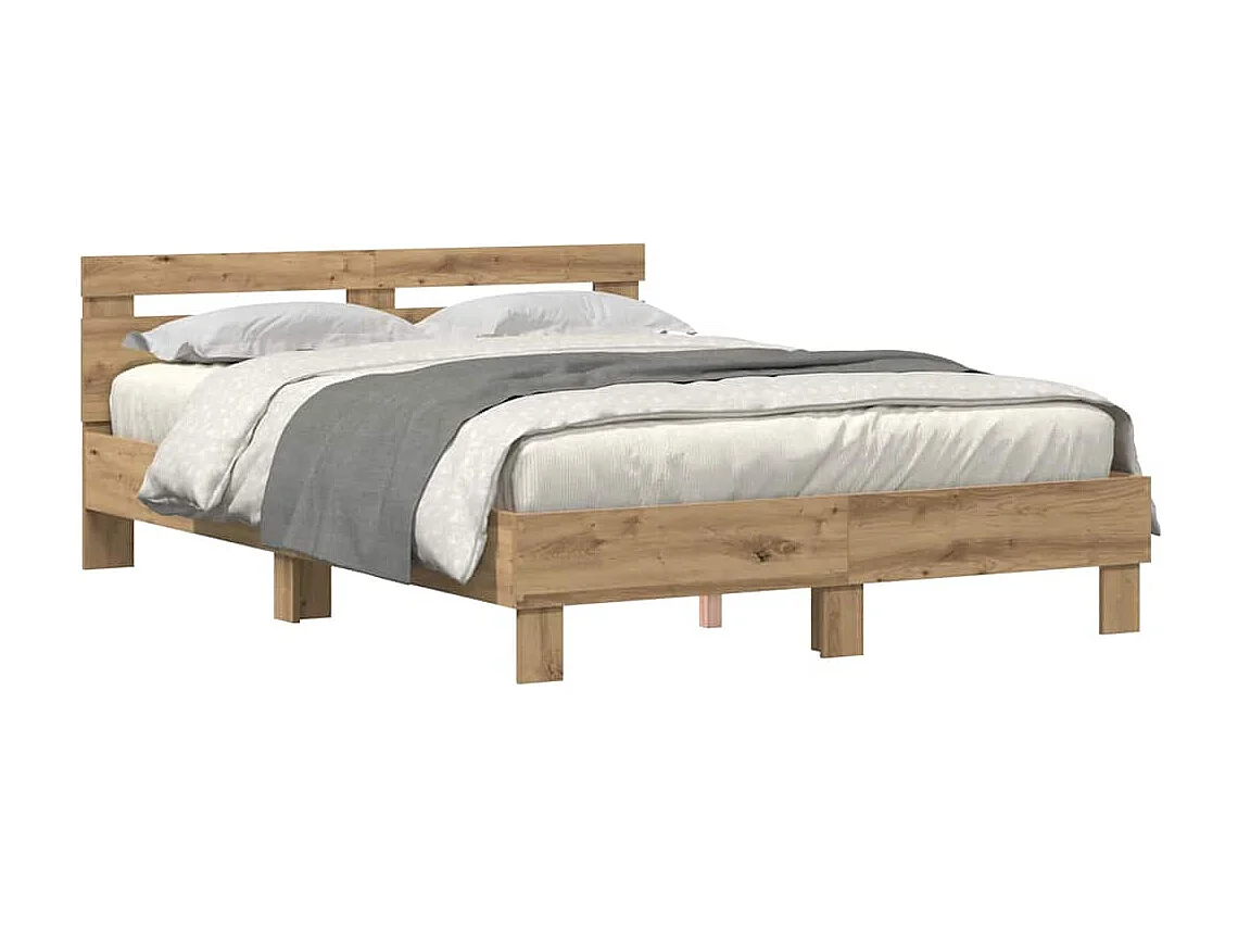 Lit double | Lit adulte | Cadre de lit chêne artisanal 140x190 cm Bois d'ingénierie