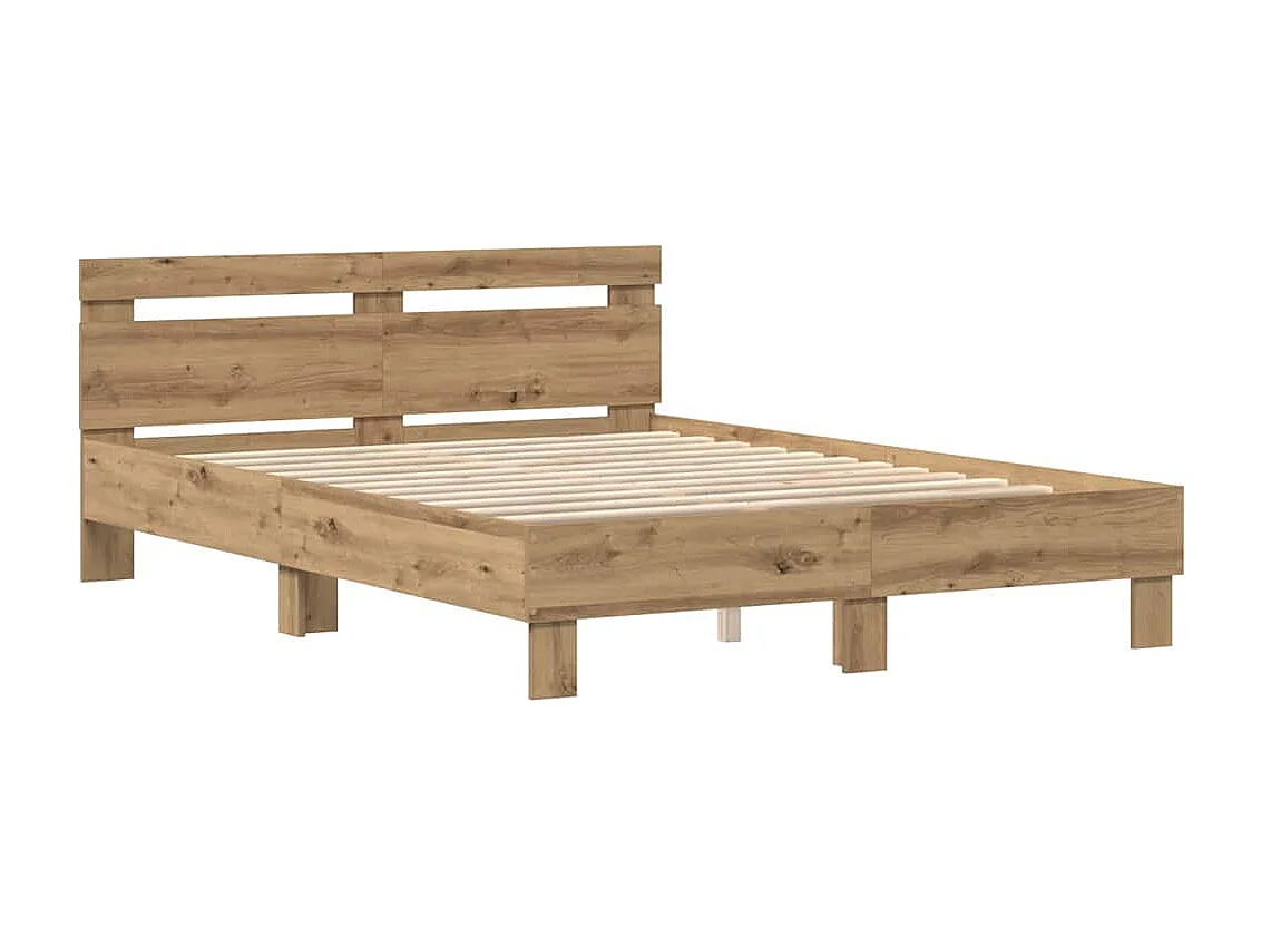 Lit double | Lit adulte | Cadre de lit chêne artisanal 140x190 cm Bois d'ingénierie