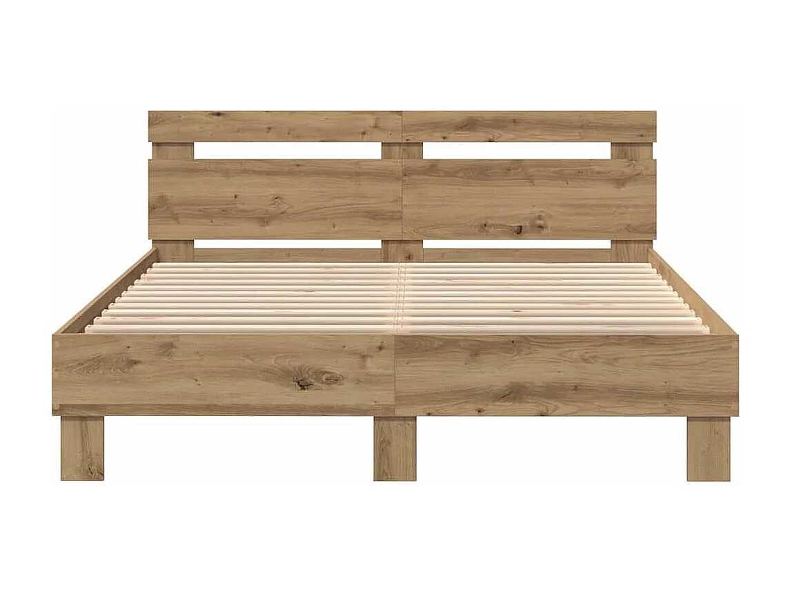 Lit double | Lit adulte | Cadre de lit chêne artisanal 140x190 cm Bois d'ingénierie