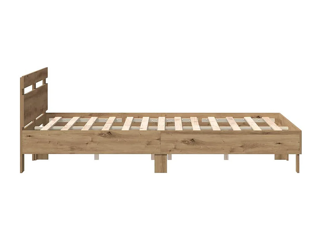 Lit double | Lit adulte | Cadre de lit chêne artisanal 140x190 cm Bois d'ingénierie