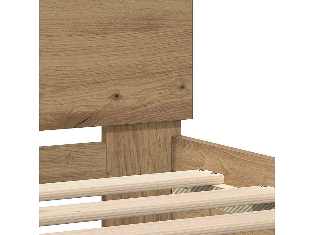 Lit double | Lit adulte | Cadre de lit chêne artisanal 140x190 cm Bois d'ingénierie