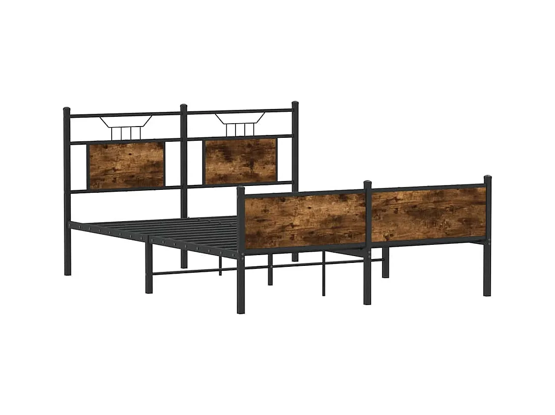 Lit double | Lit adulte | Cadre de lit chêne fumé 150x200 cm bois ingénierie