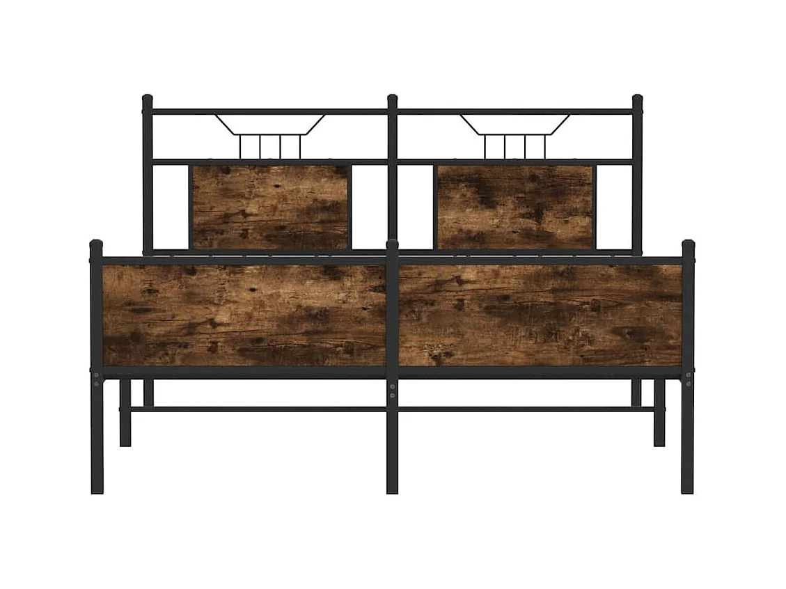 Lit double | Lit adulte | Cadre de lit chêne fumé 150x200 cm bois ingénierie