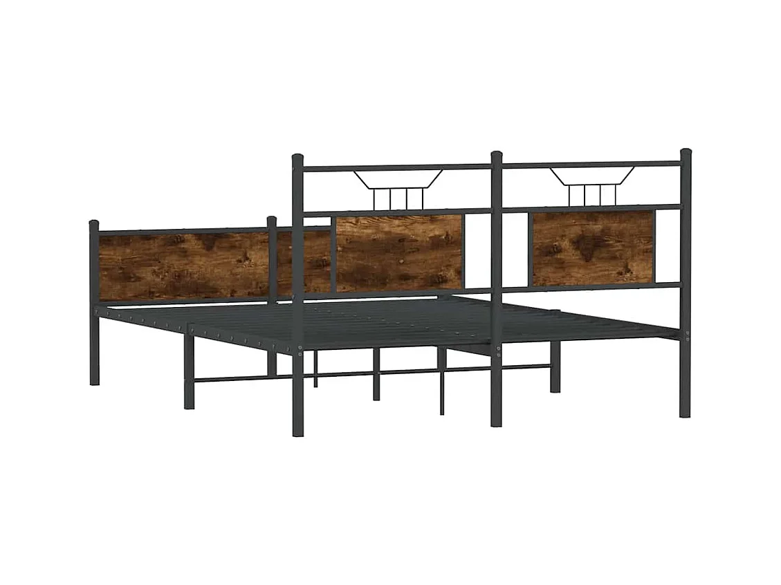 Lit double | Lit adulte | Cadre de lit chêne fumé 150x200 cm bois ingénierie