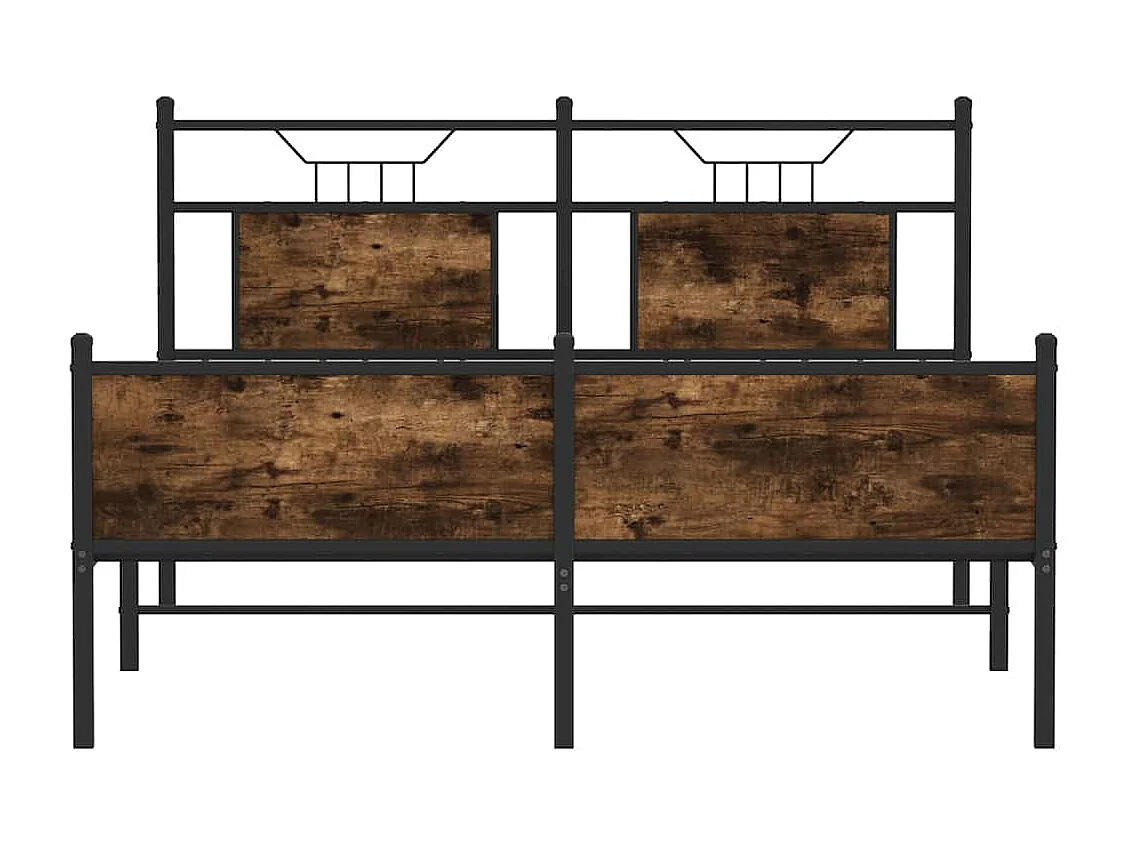Lit double | Lit adulte | Cadre de lit chêne fumé 150x200 cm bois ingénierie