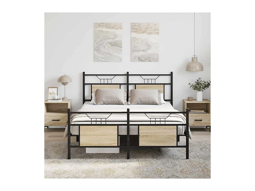 Lit double | Lit adulte | Cadre de lit chêne sonoma 140x200 cm