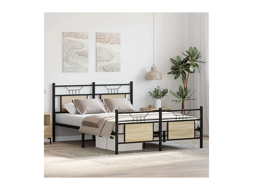 Lit double | Lit adulte | Cadre de lit chêne sonoma 140x200 cm