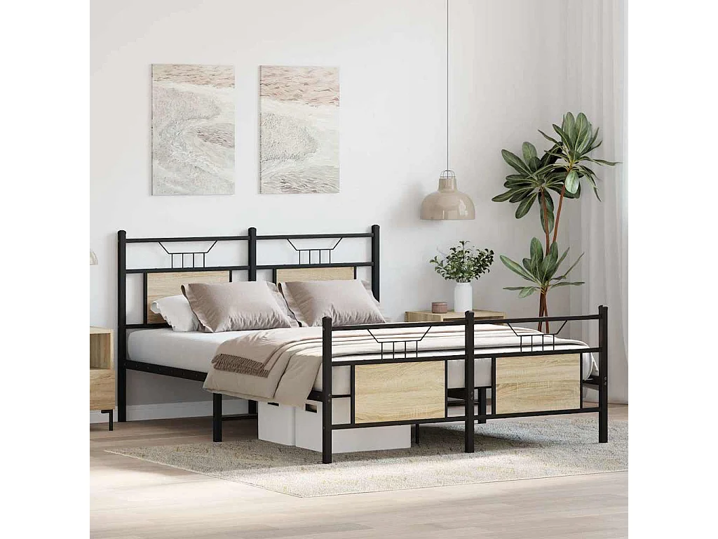 Lit double | Lit adulte | Cadre de lit chêne sonoma 140x200 cm