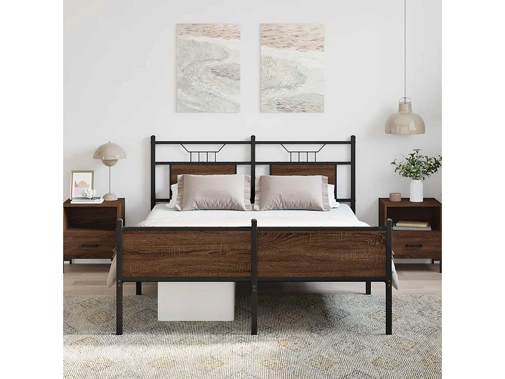 Lit double | Lit adulte | Cadre de lit chêne marron 140x200 cm