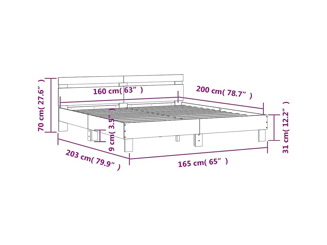Lit double | Lit adulte | Cadre de lit blanc 160x200 cm