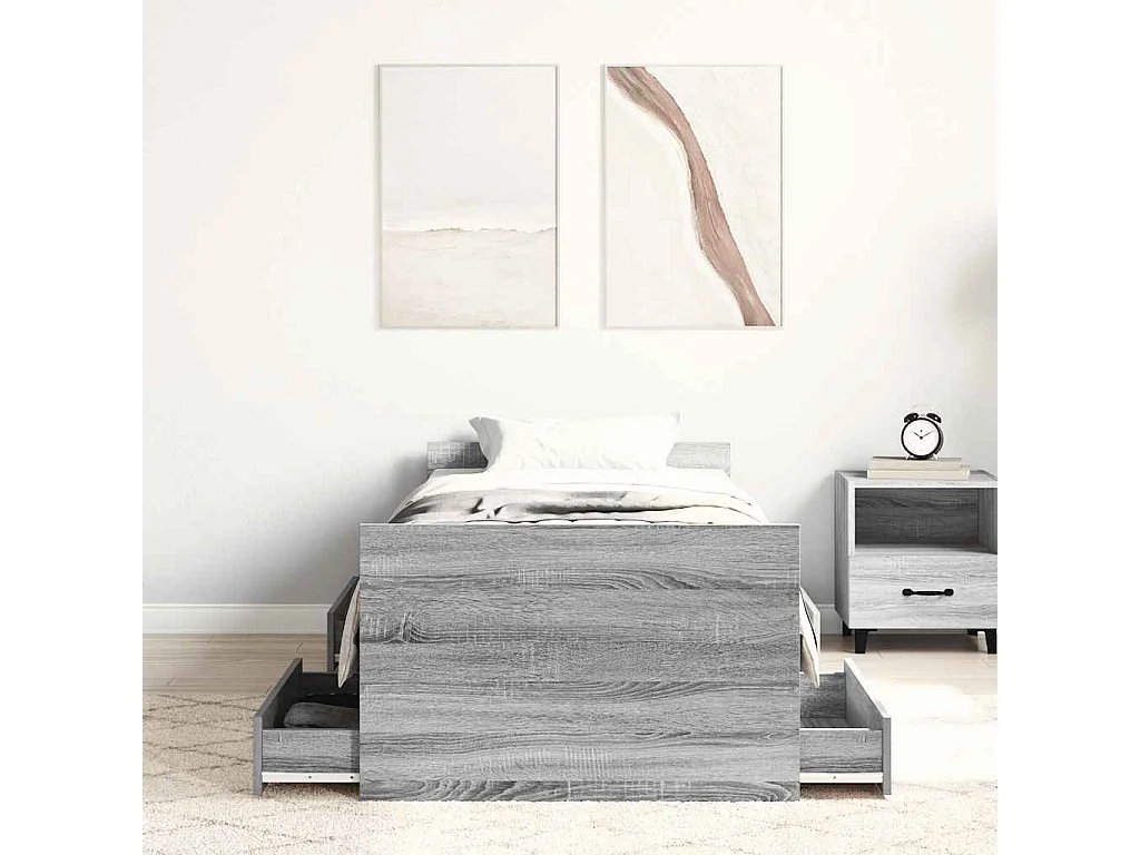 Lit simple | Lit adulte, enfant | Cadre de lit sonoma gris 90x200 cm