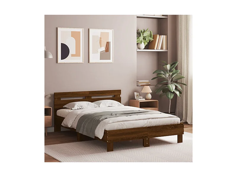 Lit simple | Lit adulte, enfant | Cadre de lit avec LED chêne marron 120x190 cm