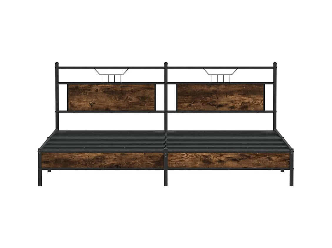 Lit double | Lit adulte | Cadre de lit en métal chêne fumé 193x203 cm