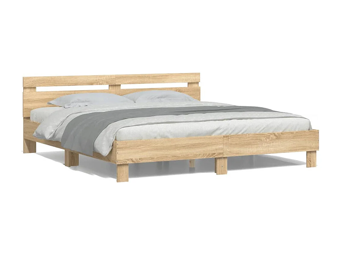 Lit double | Lit adulte | Cadre de lit avec LED chêne sonoma 180x200 cm