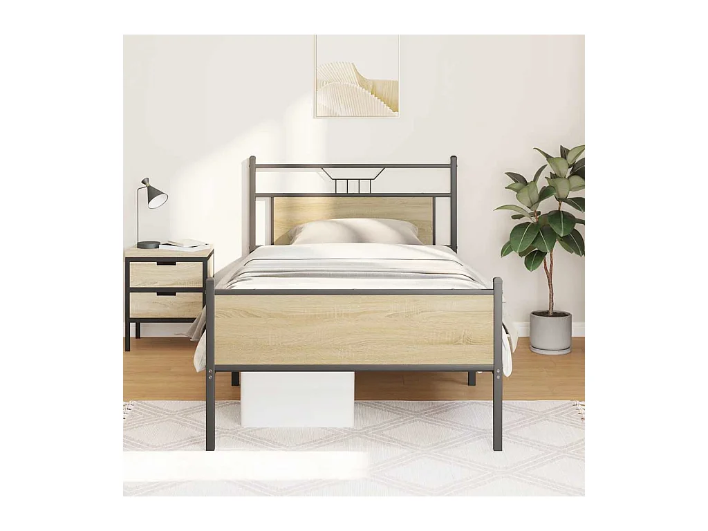 Lit simple | Lit adulte, enfant | Cadre de lit chêne sonoma 100x200 cm