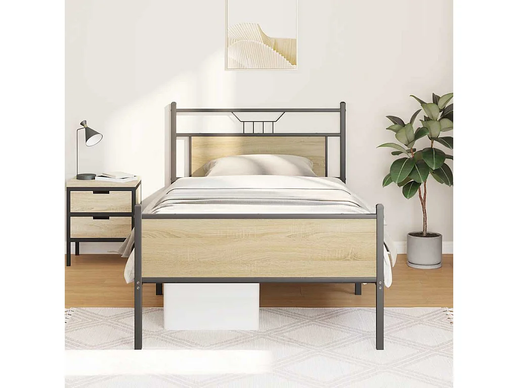 Lit simple | Lit adulte, enfant | Cadre de lit chêne sonoma 100x200 cm