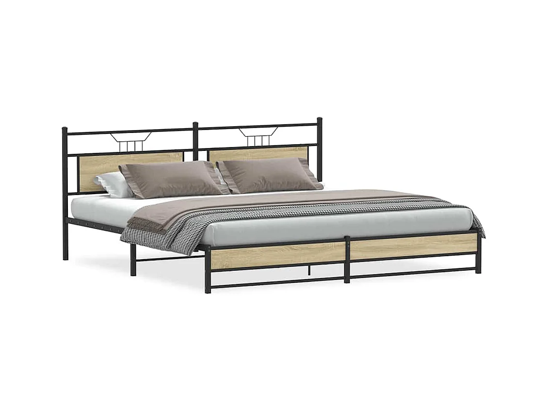 Lit double | Lit adulte | Cadre de lit en métal chêne sonoma 200x200 cm