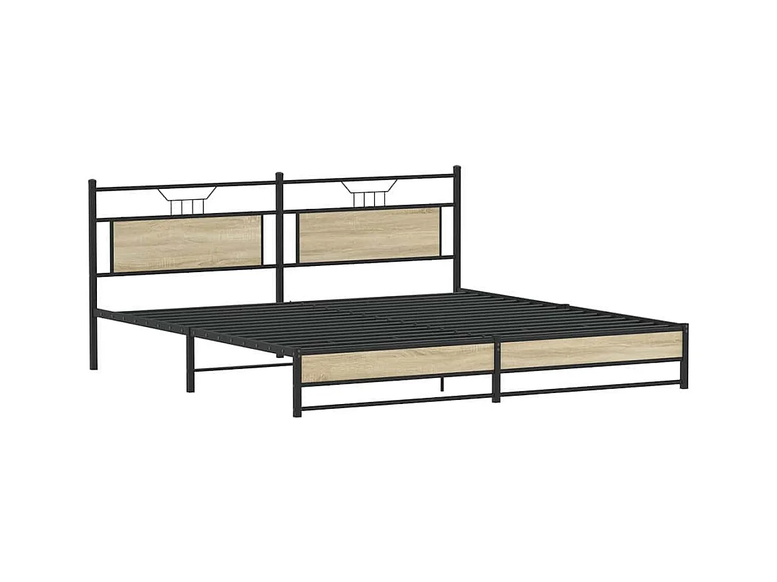 Lit double | Lit adulte | Cadre de lit en métal chêne sonoma 200x200 cm