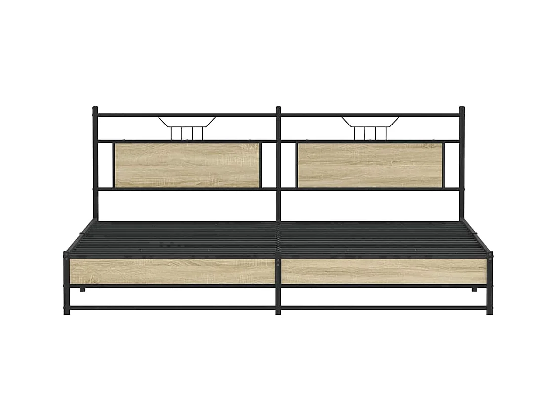 Lit double | Lit adulte | Cadre de lit en métal chêne sonoma 200x200 cm